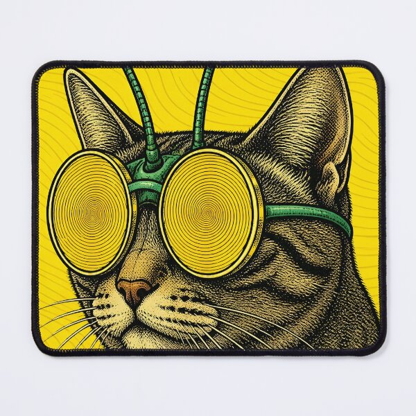 Item preview, Psychedelic Alien Cat with Hypnotic Glasses and Antennae designed and sold by ASN STUDIO.