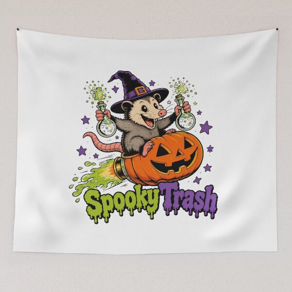 Item preview, Spooky Trash Opossum Witch Hat Halloween Rocket designed and sold by chattsuede.