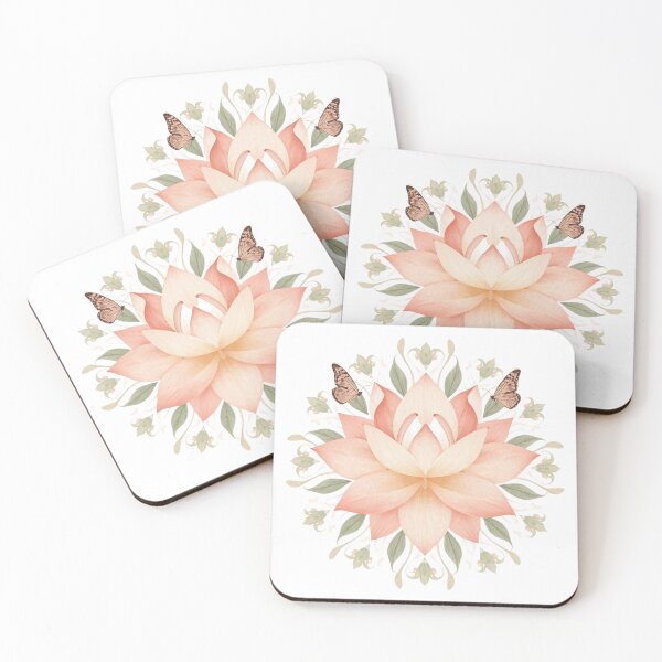 Item preview, Blush Pink Lotus Butterfly Mandala - Elegant Floral Botanical Design designed and sold by Artxotic Studio.