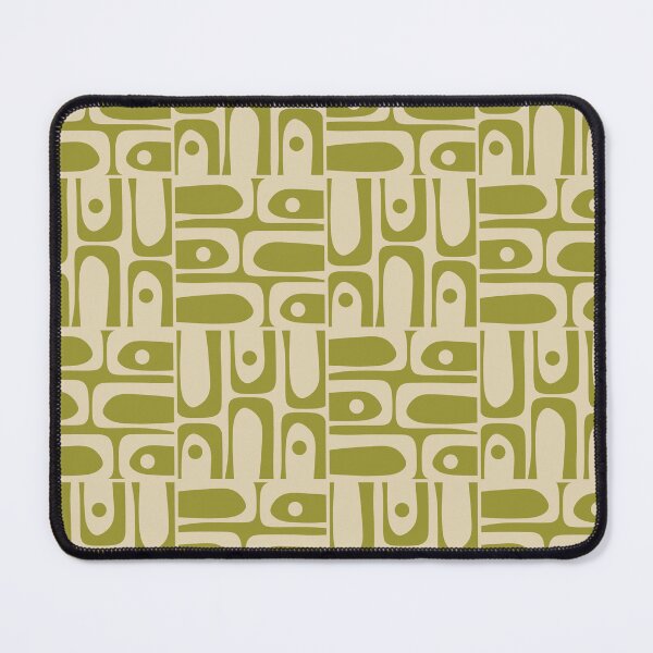 Item preview, Mid Century Modern Abstract Piquet Tiled Pattern Avocado Green and Beige designed and sold by kierkegaard.