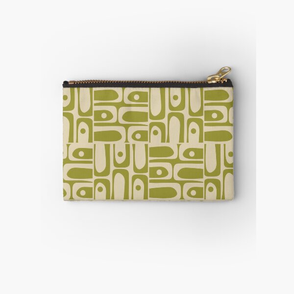 Item preview, Mid Century Modern Abstract Piquet Tiled Pattern Avocado Green and Beige designed and sold by kierkegaard.