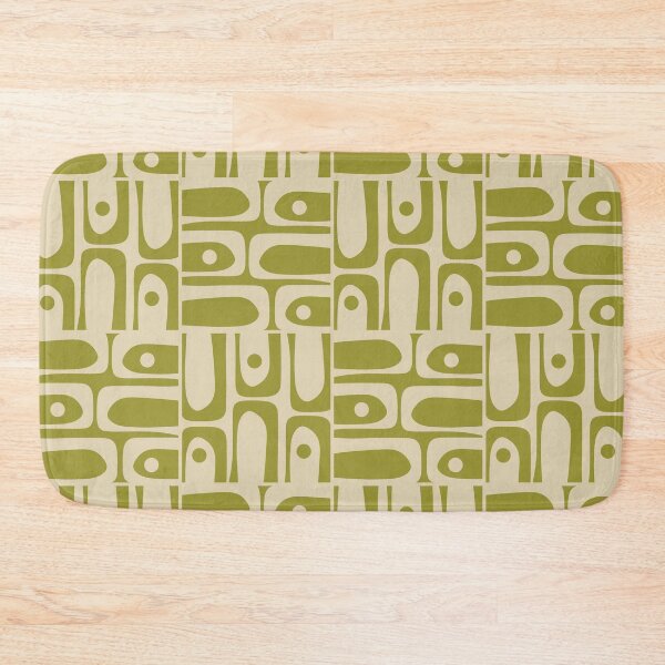 Item preview, Mid Century Modern Abstract Piquet Tiled Pattern Avocado Green and Beige designed and sold by kierkegaard.