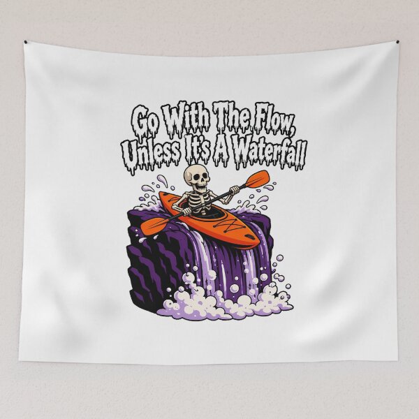 Item preview, Whitewater Kayaking Skeleton Waterfall Go With The Flow designed and sold by chattsuede.