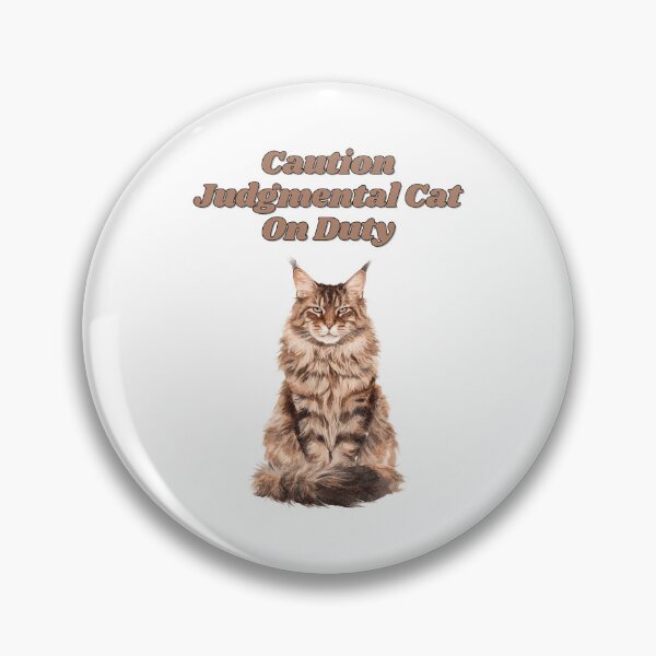 Item preview, Judgmental Maine Coon Cat Warning Watercolor Design designed and sold by NatureUnleashed.