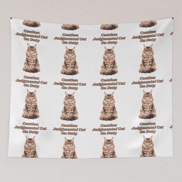 Item preview, Judgmental Maine Coon Cat Warning Watercolor Design designed and sold by NatureUnleashed.
