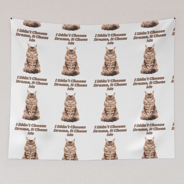 Item preview, Dramatic Maine Coon Cat Quote Watercolor Illustration designed and sold by NatureUnleashed.