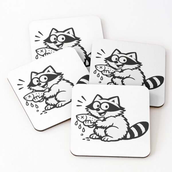Item preview, Side-View Raccoon with Fish designed and sold by ANNART1602.