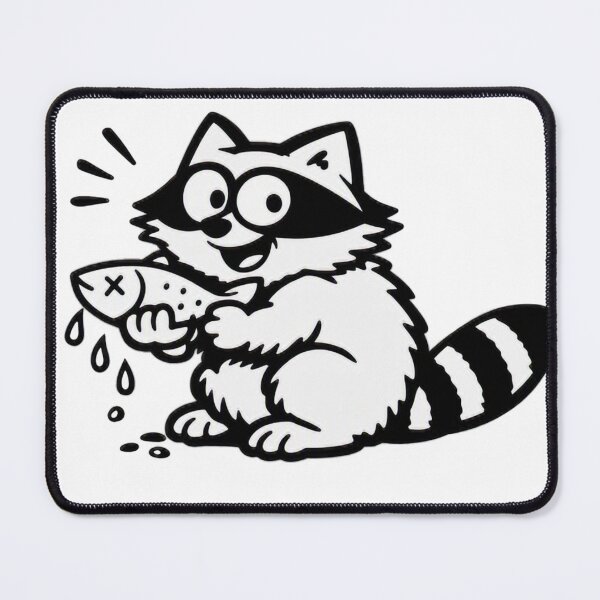 Item preview, Side-View Raccoon with Fish designed and sold by ANNART1602.