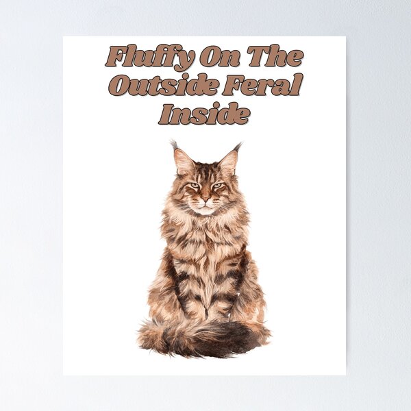 Item preview, Fluffy Feral Maine Coon Watercolor Cat Design designed and sold by NatureUnleashed.