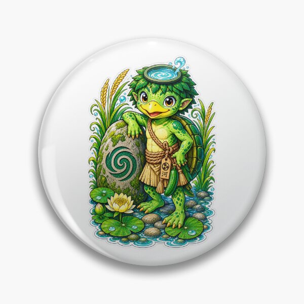Artikelvorschau, Japanese Kappa Guardian of the River | Cute Water Yokai, Lotus & Rice Paddy Fantasy entworfen und verkauft von MrDev.