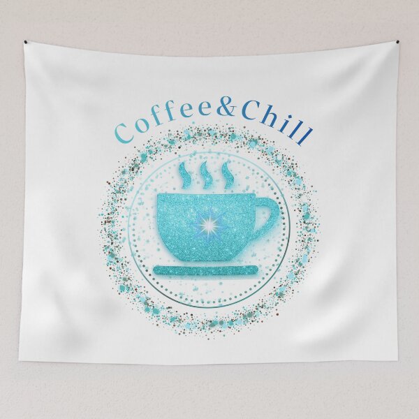 Item preview, Coffee & Chill - Blue Glitter Sparkle Mug Logo designed and sold by MinimalAurashop.