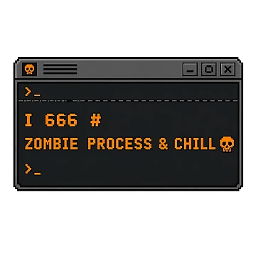 Artwork thumbnail, Zombie Process Programmer Humor Command Prompt Skull by chattsuede