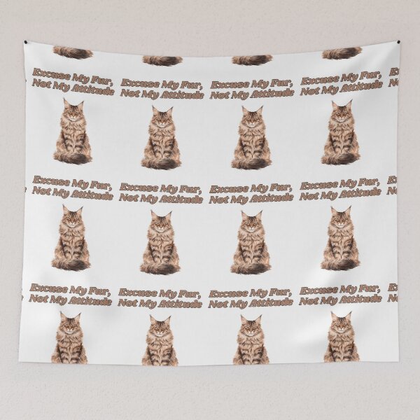 Item preview, Excuse My Fur Sassy Maine Coon Watercolor Design designed and sold by NatureUnleashed.