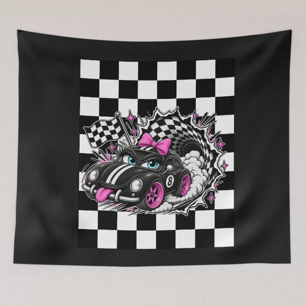 Item preview, Cute Girl Racing Car Checkerboard Y2K designed and sold by Aimetoi.