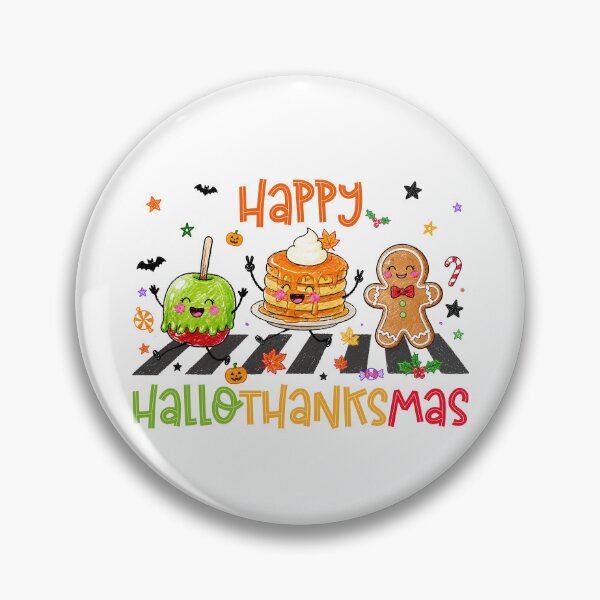 Item preview, Happy Hallothanksmas an Apple, pancakes and gingerbread cookie across the street designed and sold by aponwao.