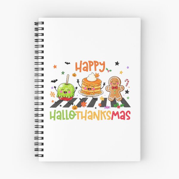 Item preview, Happy Hallothanksmas an Apple, pancakes and gingerbread cookie across the street designed and sold by aponwao.