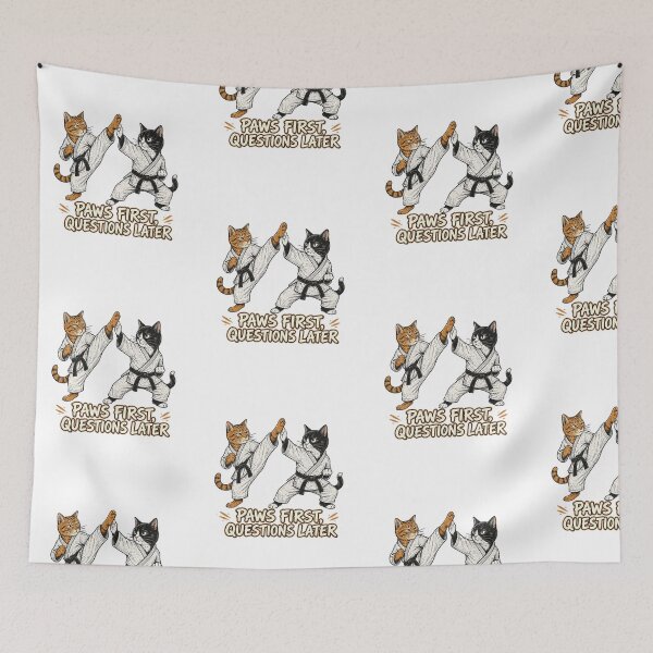 Item preview, Paws First, Questions Later – Funny Karate Cats designed and sold by NinaCreator.