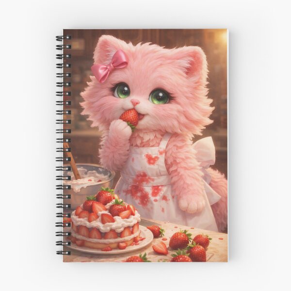 Item preview, Mimi Mew Strawberry Cat – Cute Pink Kawaii Kitten Baking Cake designed and sold by Lalala cute.