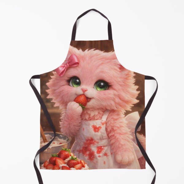 Item preview, Mimi Mew Strawberry Cat – Cute Pink Kawaii Kitten Baking Cake designed and sold by Lalala cute.