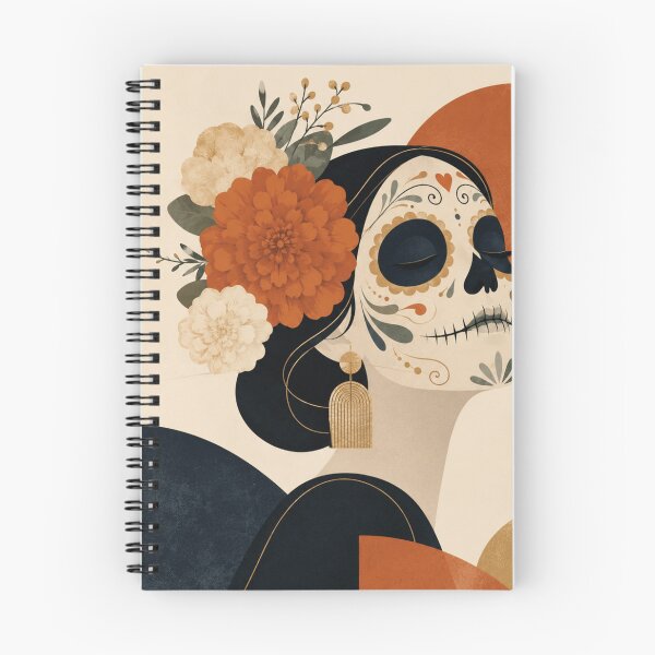 Item preview, Vintage Dia de los Muertos Calavera Art – Mexican Sugar Skull Woman with Marigolds designed and sold by KawaiiDesigns26.