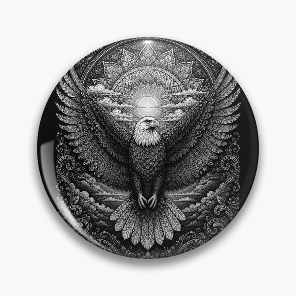 Item preview, Bald Eagle Mandala | Black and White Eagle Animal Mandala Art | Sacred Geometry Ornamental Wildlife Art | Patriotic Nature Illustration designed and sold by suryabumblee.