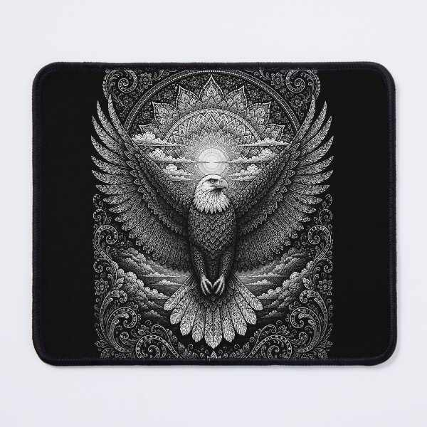 Item preview, Bald Eagle Mandala | Black and White Eagle Animal Mandala Art | Sacred Geometry Ornamental Wildlife Art | Patriotic Nature Illustration designed and sold by suryabumblee.