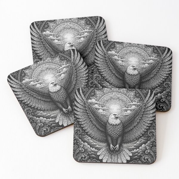 Item preview, Bald Eagle Mandala | Black and White Eagle Animal Mandala Art | Sacred Geometry Ornamental Wildlife Art | Patriotic Nature Illustration designed and sold by suryabumblee.