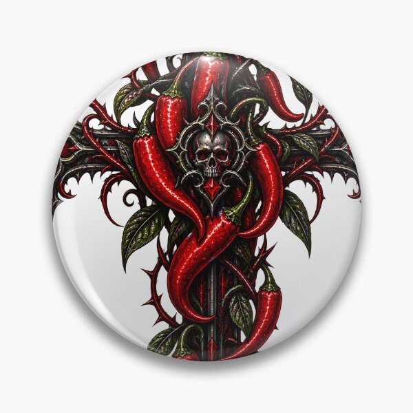 Item preview, Gothic Cross Chilli Pepper Skull Design designed and sold by ChiliWild.