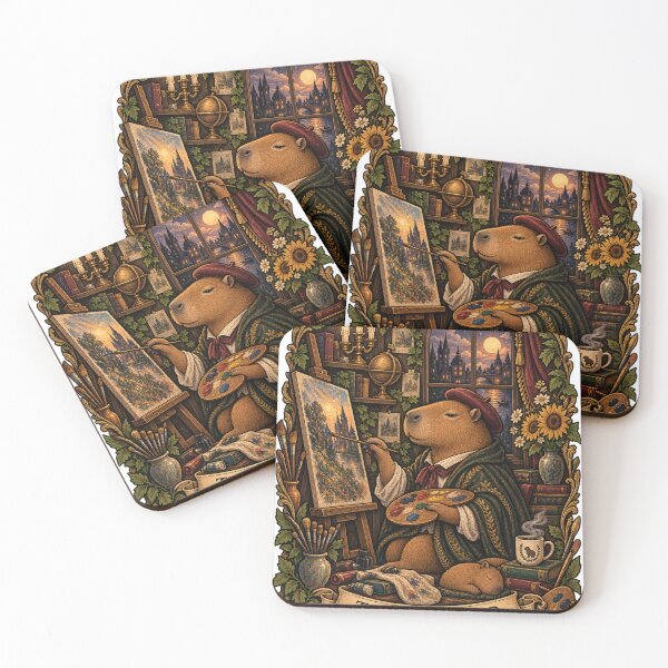 Item preview, The Painter Capybara Vintage Artist Studio Aesthetic Art designed and sold by zhivago1980.