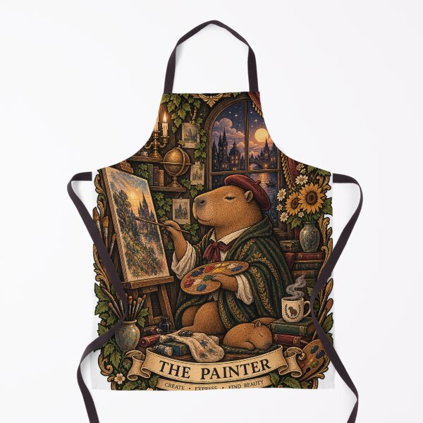 Item preview, The Painter Capybara Vintage Artist Studio Aesthetic Art designed and sold by zhivago1980.
