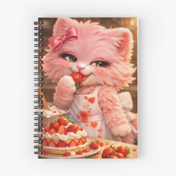 Item preview, Mimi Mew Strawberry Thief – Mischievous Pink Kawaii Cat Eating Strawberries designed and sold by Lalala cute.