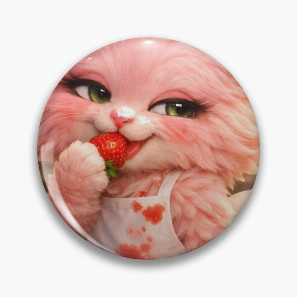 Item preview, Mimi Mew Strawberry Thief – Mischievous Pink Kawaii Cat Eating Strawberries designed and sold by Lalala cute.