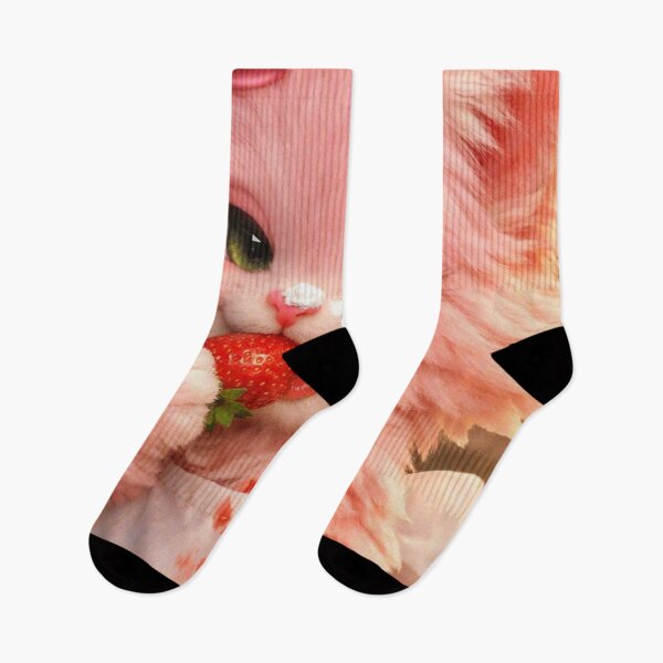 Item preview, Mimi Mew Strawberry Thief – Mischievous Pink Kawaii Cat Eating Strawberries designed and sold by Lalala cute.