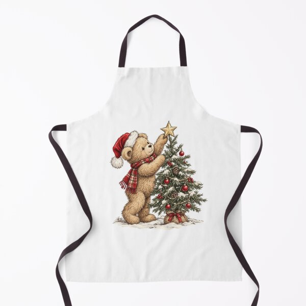 Artikelvorschau, Ein süßer kleiner Bär schmückt einen Weihnachtsbaum entworfen und verkauft von J-Impression.