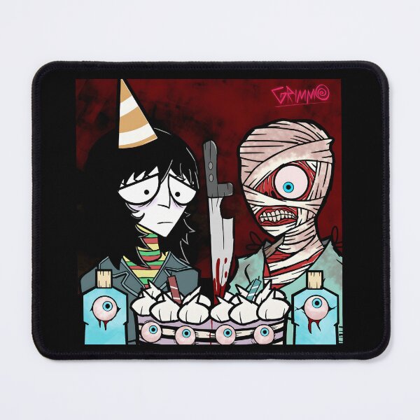 Item preview, Dark Humor Party Scene with Mummy and Skeptical Friend designed and sold by Catsi-Nook-Art.