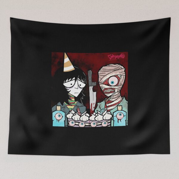 Item preview, Dark Humor Party Scene with Mummy and Skeptical Friend designed and sold by Catsi-Nook-Art.