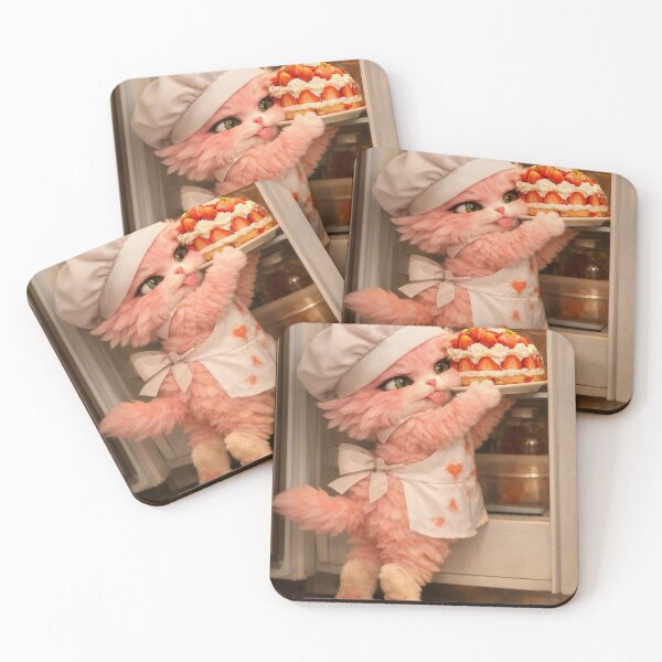 Item preview, Mimi Mew Cute Pink Cat Reaching for Cake – Funny Kawaii Kitten Baking designed and sold by Lalala cute.