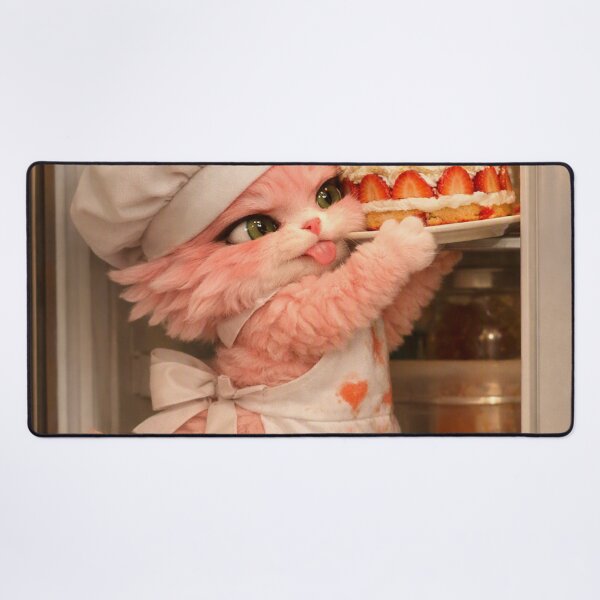 Item preview, Mimi Mew Cute Pink Cat Reaching for Cake – Funny Kawaii Kitten Baking designed and sold by Lalala cute.