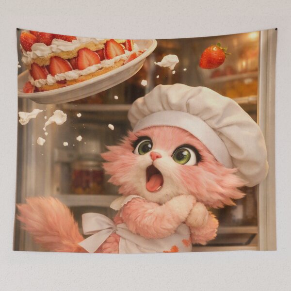 Item preview, Mimi Mew Dessert Disaster – Funny Pink Kawaii Cat Losing Her Cake designed and sold by Lalala cute.