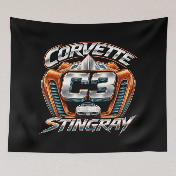 Aperçu de l'œuvre Design Chevrolet Corvette C3 Stingray, T-shirt C3 Corvette Stingray, Corvette classique, Voiture de sport américaine, Stingray vintage, Corvette des années 1970, Héritage des Muscle Cars créée et vendue par Typologystudios.