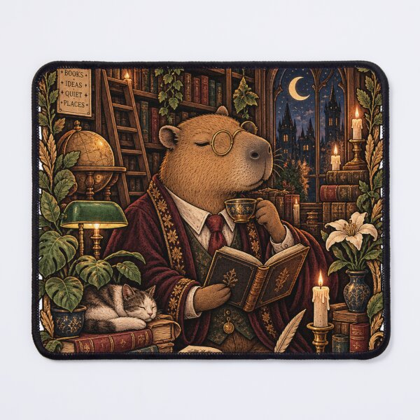 Item preview, The Librarian Capybara Vintage Dark Academia Books Art designed and sold by zhivago1980.