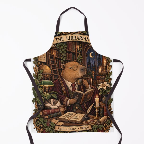 Item preview, The Librarian Capybara Vintage Dark Academia Books Art designed and sold by zhivago1980.