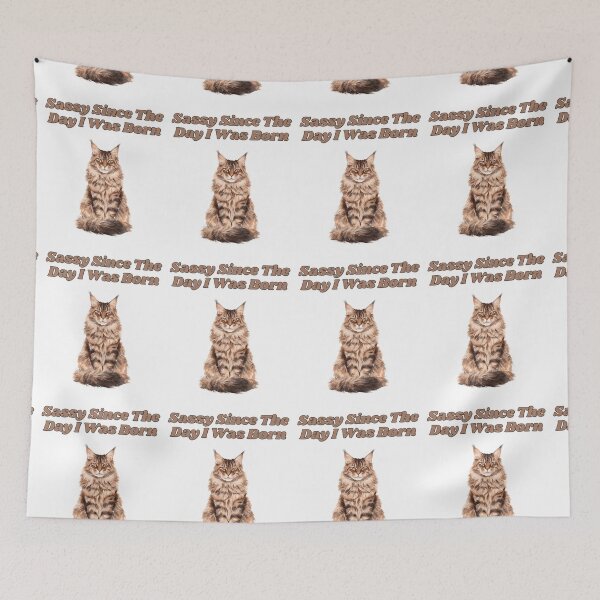 Item preview, Sassy Since Birth Maine Coon Watercolor Cat Design designed and sold by NatureUnleashed.