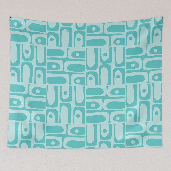 Item preview, Mid Century Modern Abstract Piquet Tiled Pattern Turquoise Aqua designed and sold by kierkegaard.