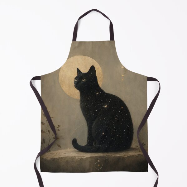 Item preview, Keeper of the Golden Moon – Celestial Black Cat Spiritual Art designed and sold by SacredLensV.