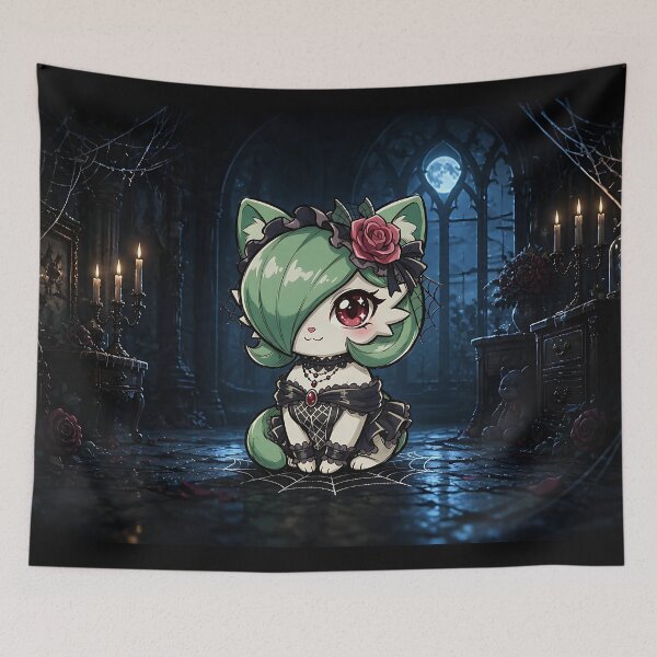 Item preview, Cute Sitting Gothic Lolita Anime Cat - Neko Garden designed and sold by CuteKats.