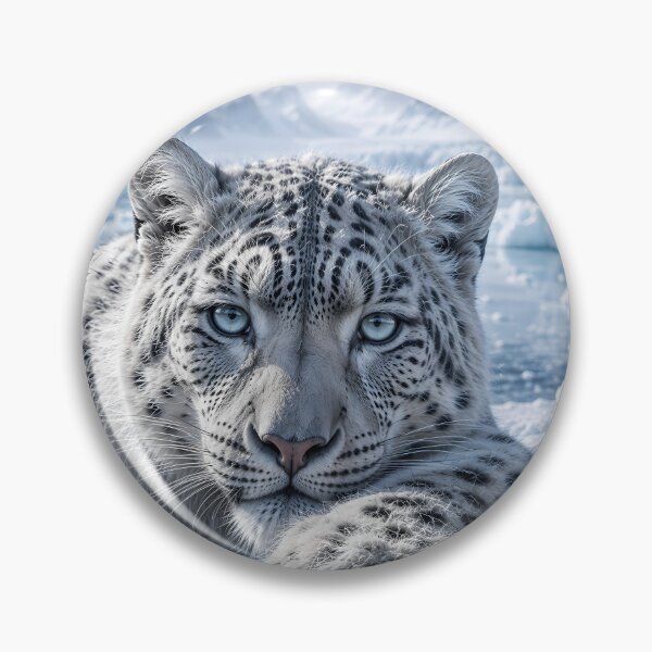 Item preview, Snow Leopard Portrait in Icy Mountains | Blue Eyes Wildlife Art designed and sold by ManJiangHong.