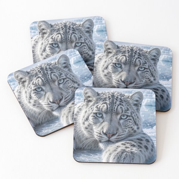Artikelvorschau, Snow Leopard Portrait in Icy Mountains | Blue Eyes Wildlife Art entworfen und verkauft von ManJiangHong.