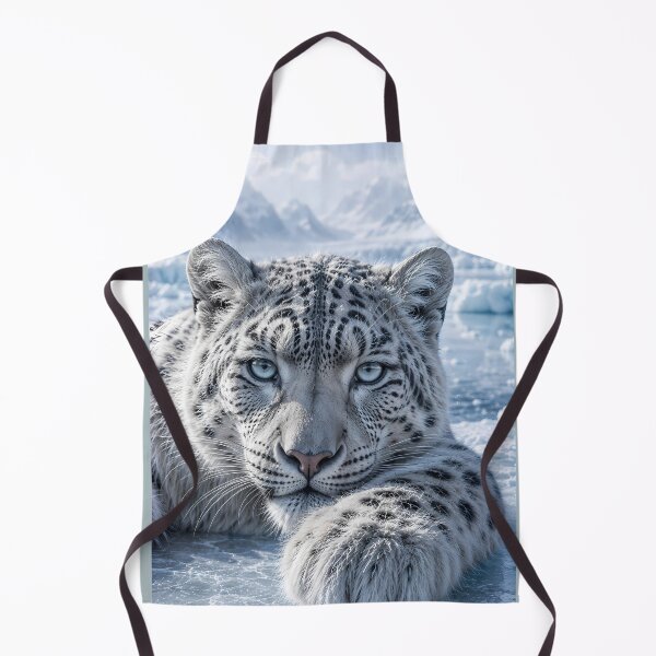 Item preview, Snow Leopard Portrait in Icy Mountains | Blue Eyes Wildlife Art designed and sold by ManJiangHong.