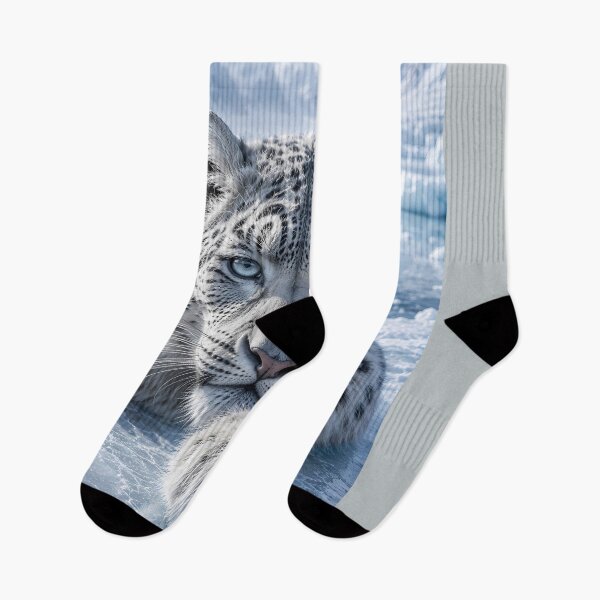 Item preview, Snow Leopard Portrait in Icy Mountains | Blue Eyes Wildlife Art designed and sold by ManJiangHong.